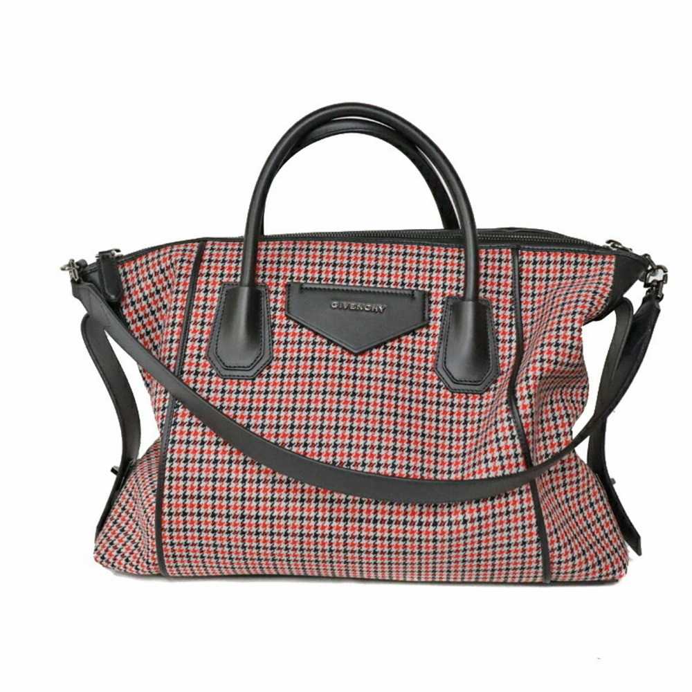 Givenchy Antigona Handbag Shoulder Bag Houndstooth Red Black